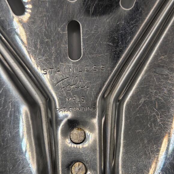 Vintage Foley MPLS Stainless Wide Slotted Spatula Turner Black Handle USA - Picture 3 of 6